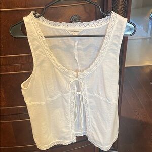 Lucky Brand White Lace-Trim Tank Top